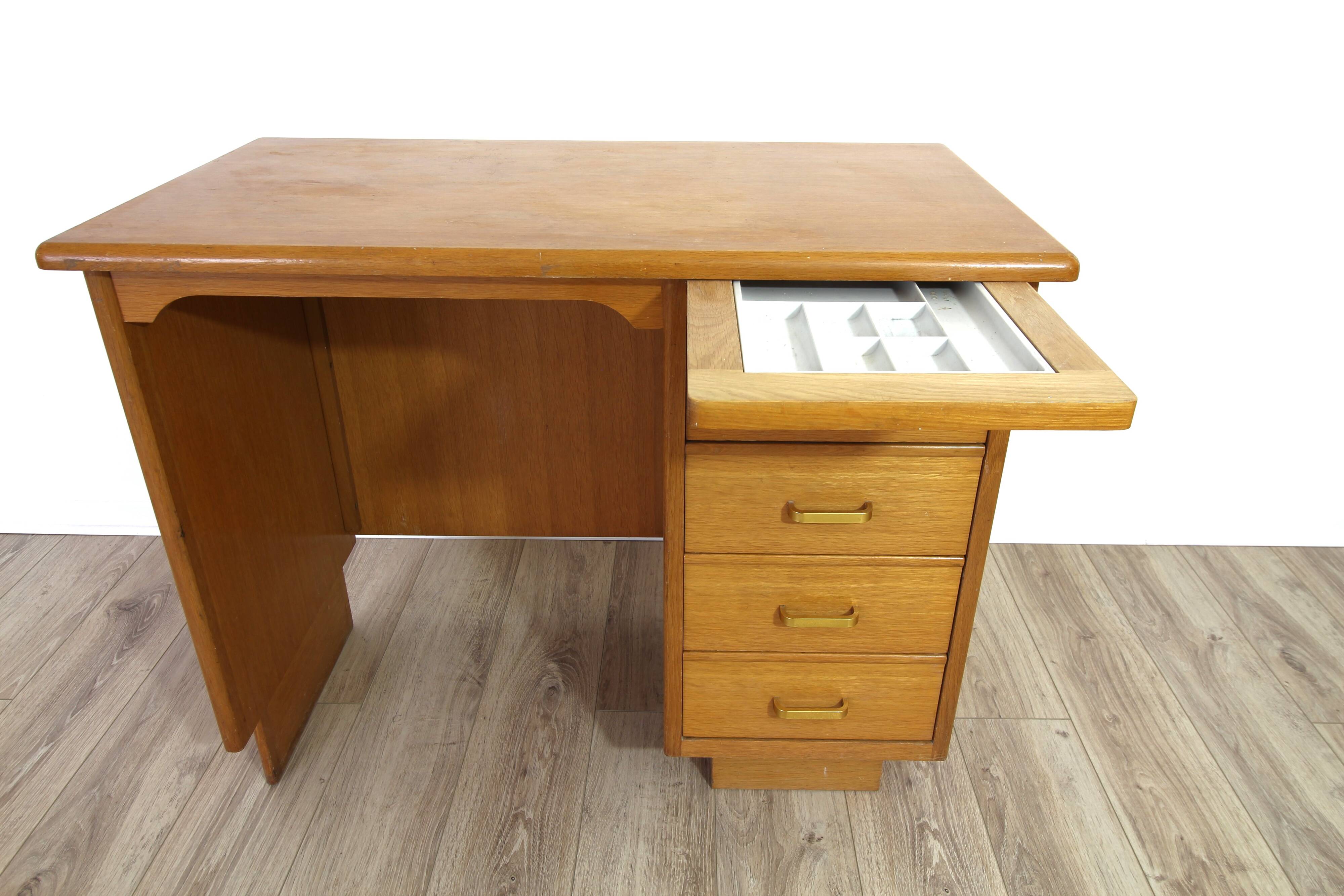 Vintage light wood desk – 1960s/70s – mid-century modern style