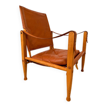 Kaare Klint The Safari Chair en cuir cognac signée Rud. Rasmussen
