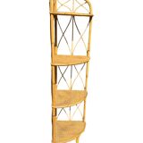 Rattan and bamboo corner shelf from the 60s