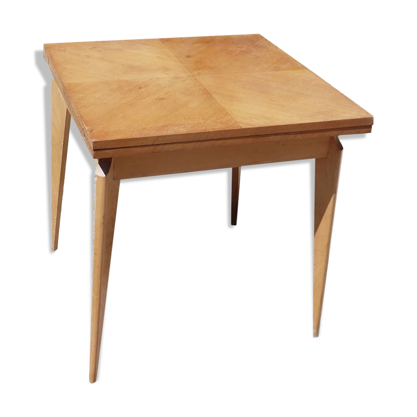 Vintage wallet table in blond oak