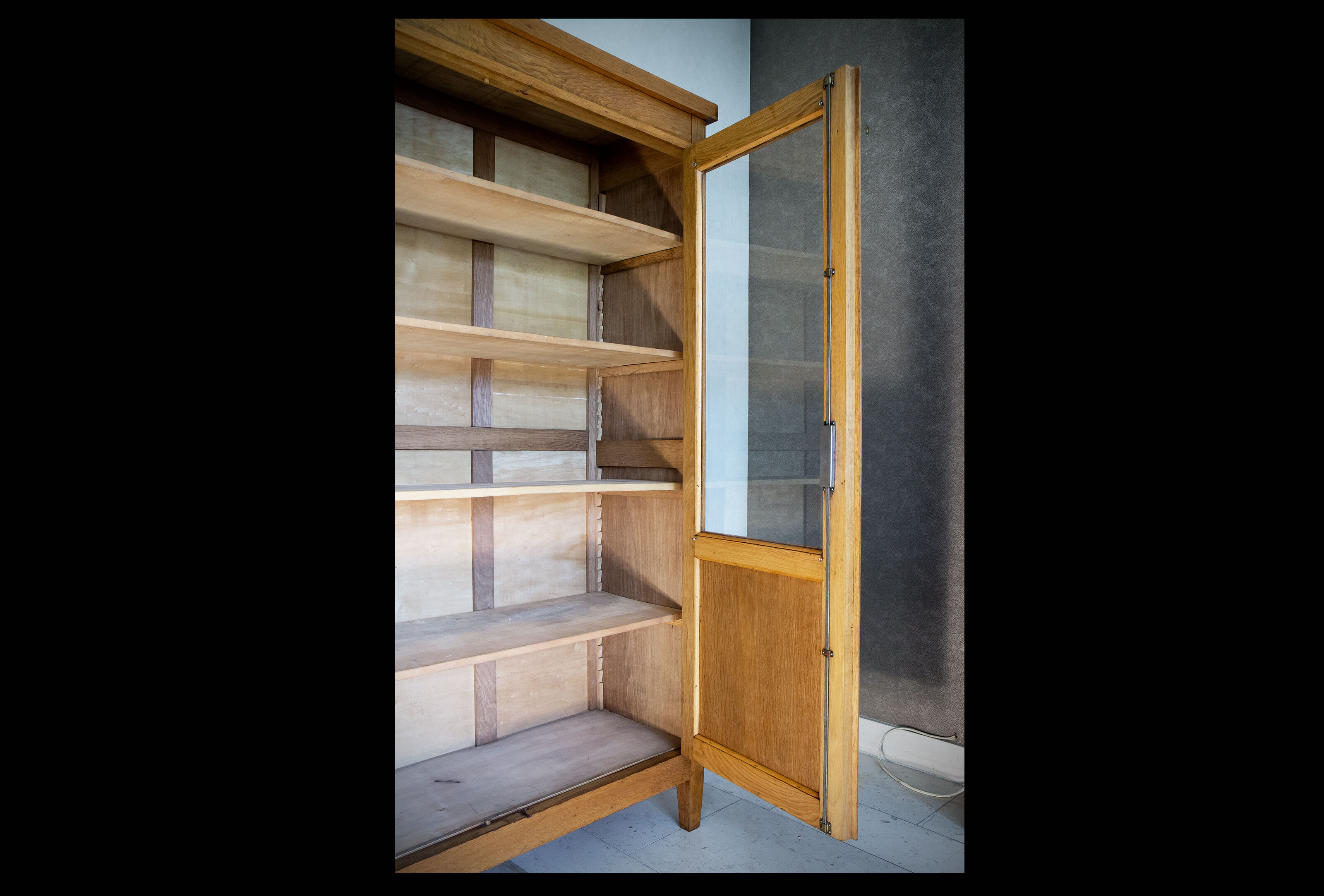 Glazed school cupboard from the 50s, 60s