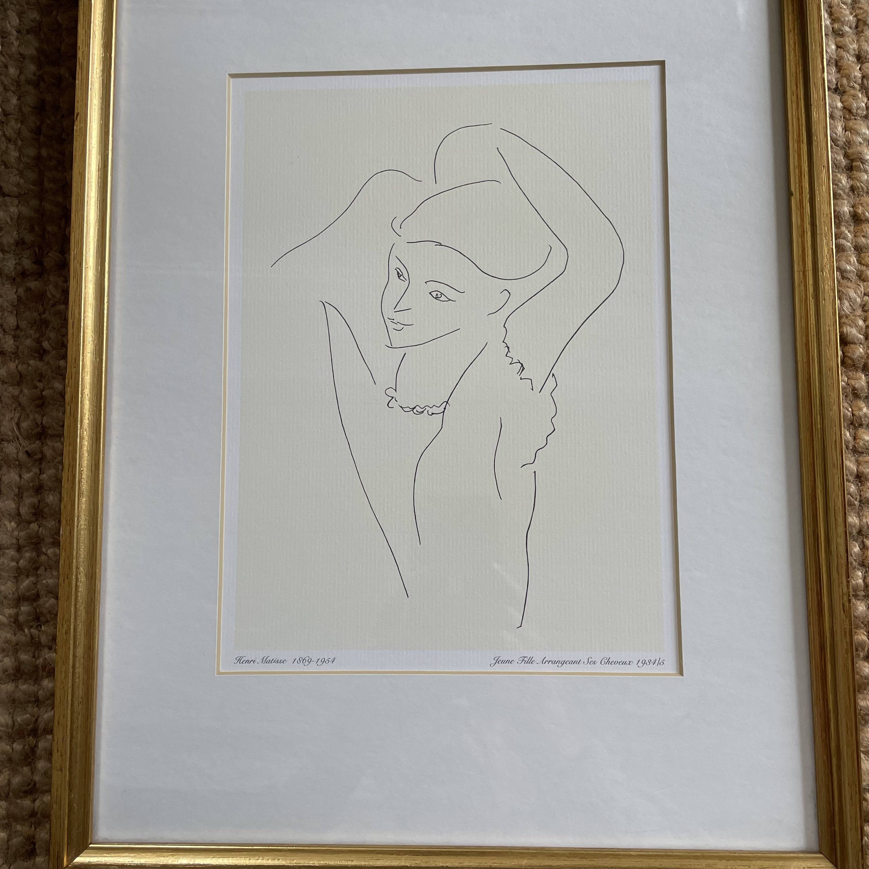 Lithograph by Henri Matisse "Young girl arranging her hair" 1934