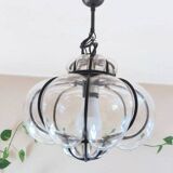 Vintage Venetian cage pendant light in blown Murano glass, 1950/1970