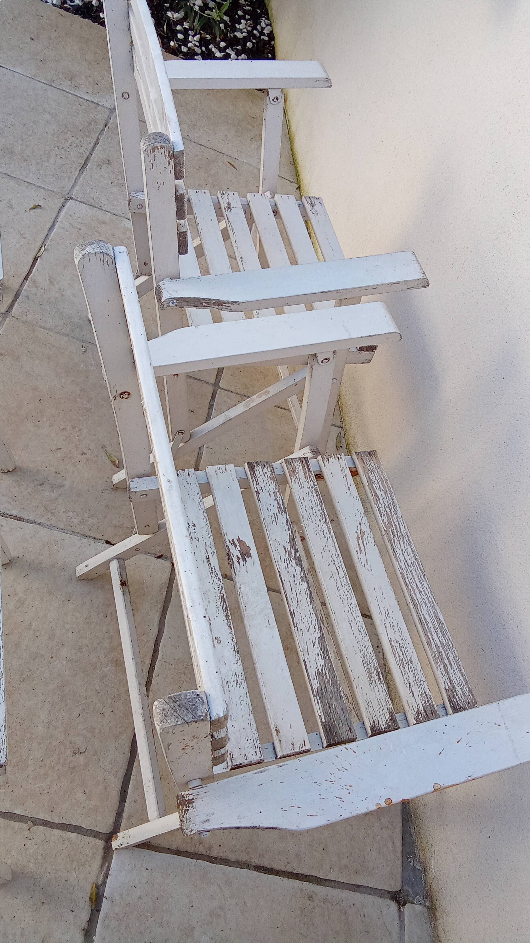 5 vintage wooden garden armchairs gleizes