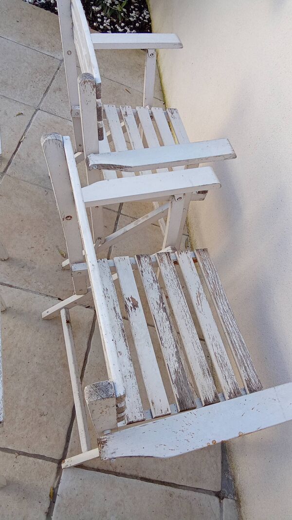 5 fauteuils de jardin en bois vintage  gleizes