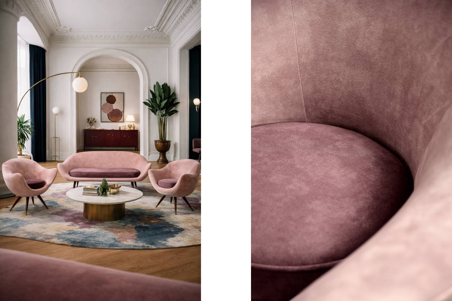 Vintage Mid-Century Space Age Velour Lounge Set from Paged, 1972, Set of 3