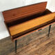Bureau tricoteuse en teck vintage pieds compas fuseaux noir 1950 1960 style scandinave
