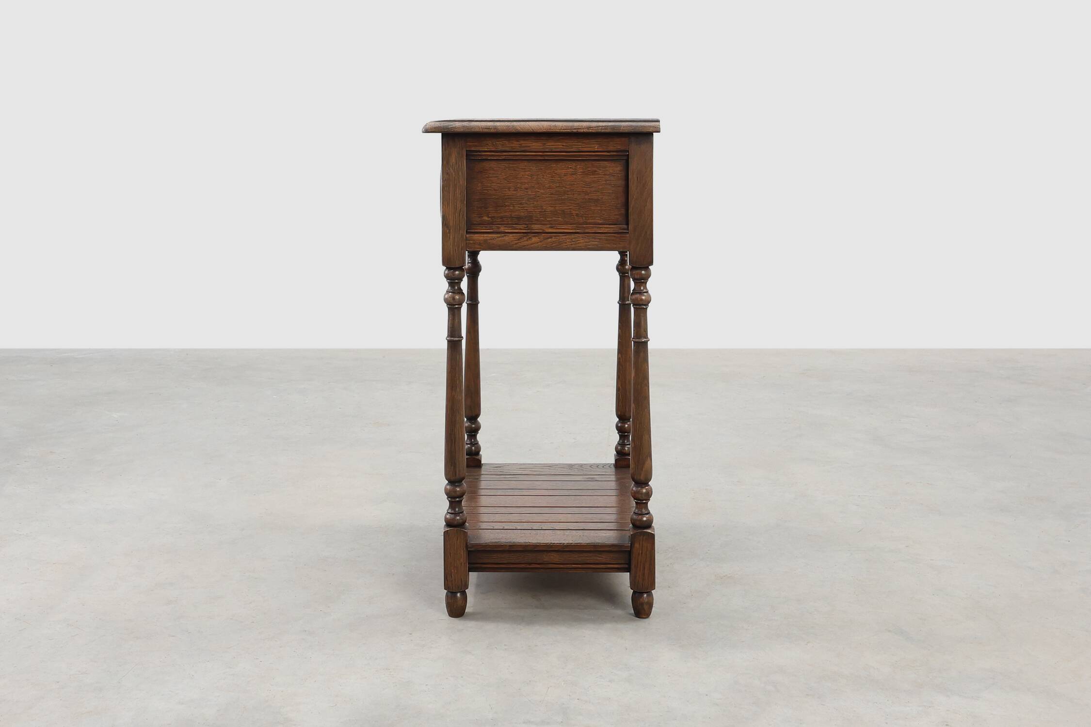 Small rustic cabinet with drawer or nightstand in oak, France 19th century