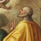 Ancient painting of Saint Joachim and the angel, oil on canvas, 16th century.