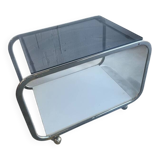 vintage chrome side table/bar cart with glass