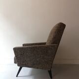 Scandinavian armchair in mottled tweed, design 1960