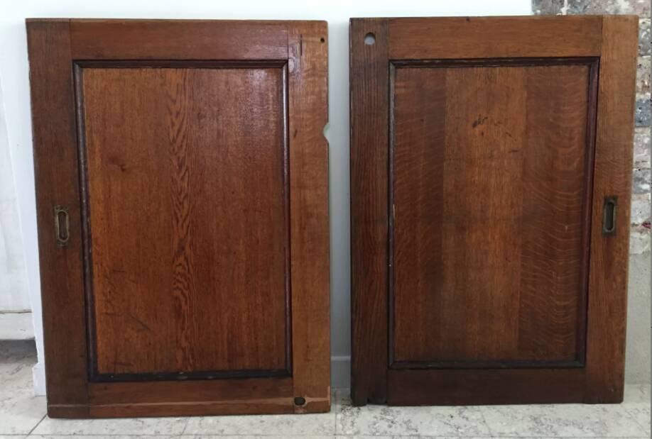 Pair of vintage oak sliding doors
