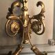 Pair of monumental wall light in golden wood