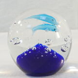 Sulphide / Paperweight THE DOLPHINS with a blue background
