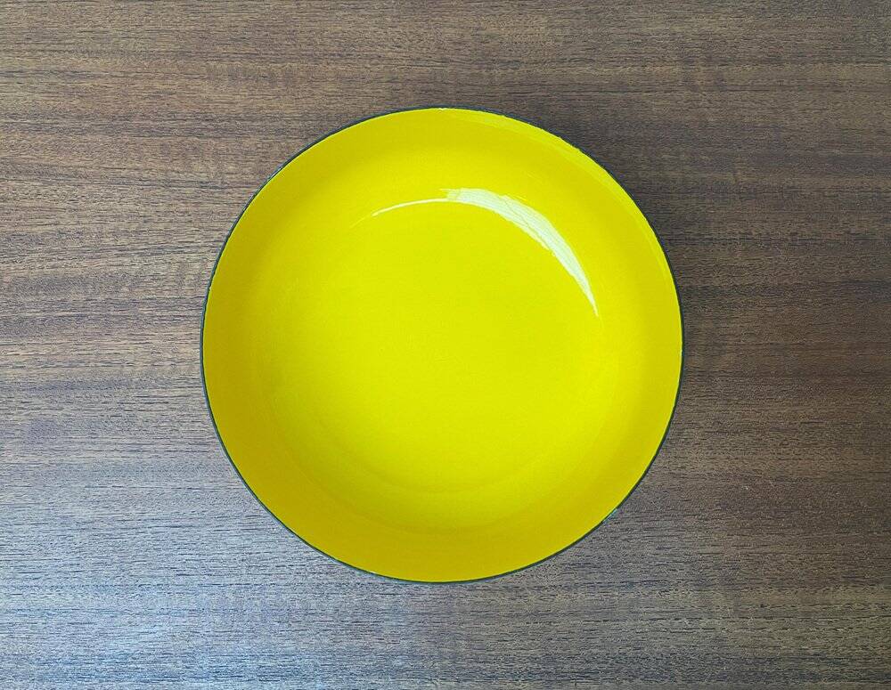Yellow enamel bowl mid-century by Kaj Franck for Wärtsila Arabia, Finland, 1960s.