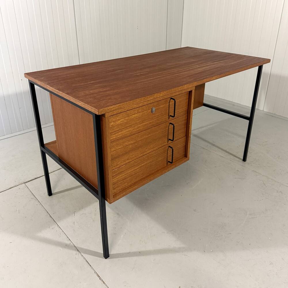 Günter Renkel teak and black steel free standing desk 1960’s