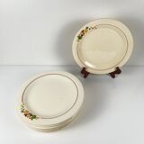 Set of 10 flat plates Longwy, 20th century, floral decoration.