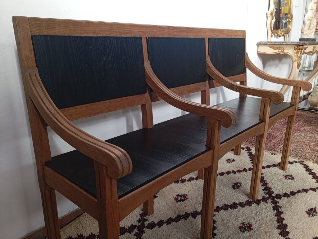 Early 20th-century solid oak bench