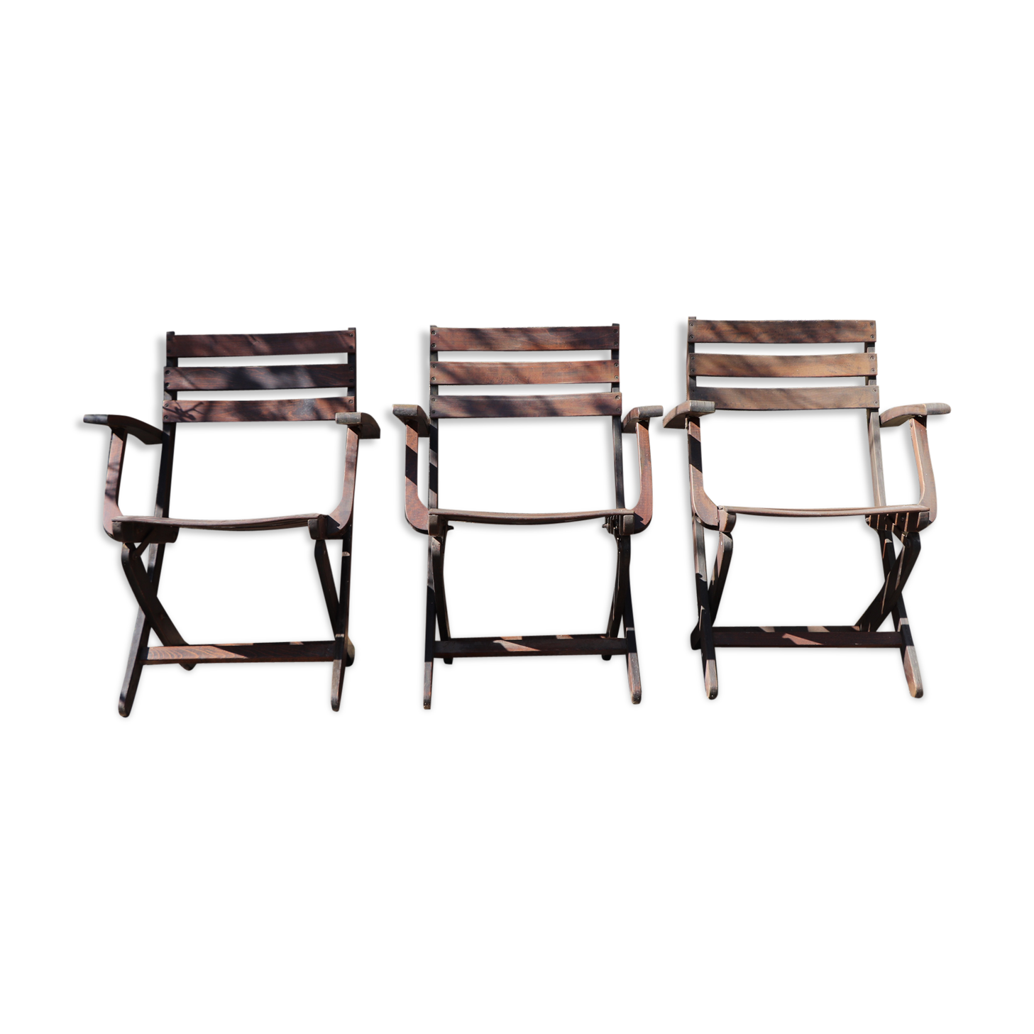 3 wooden garden chairs 40s