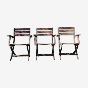 3 wooden garden chairs 40s