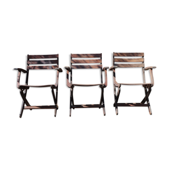 3 wooden garden chairs 40s