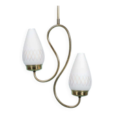 Suspension Midmod suédoise années 50, lampe vintage en opaline