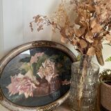 Painting roses oval frame