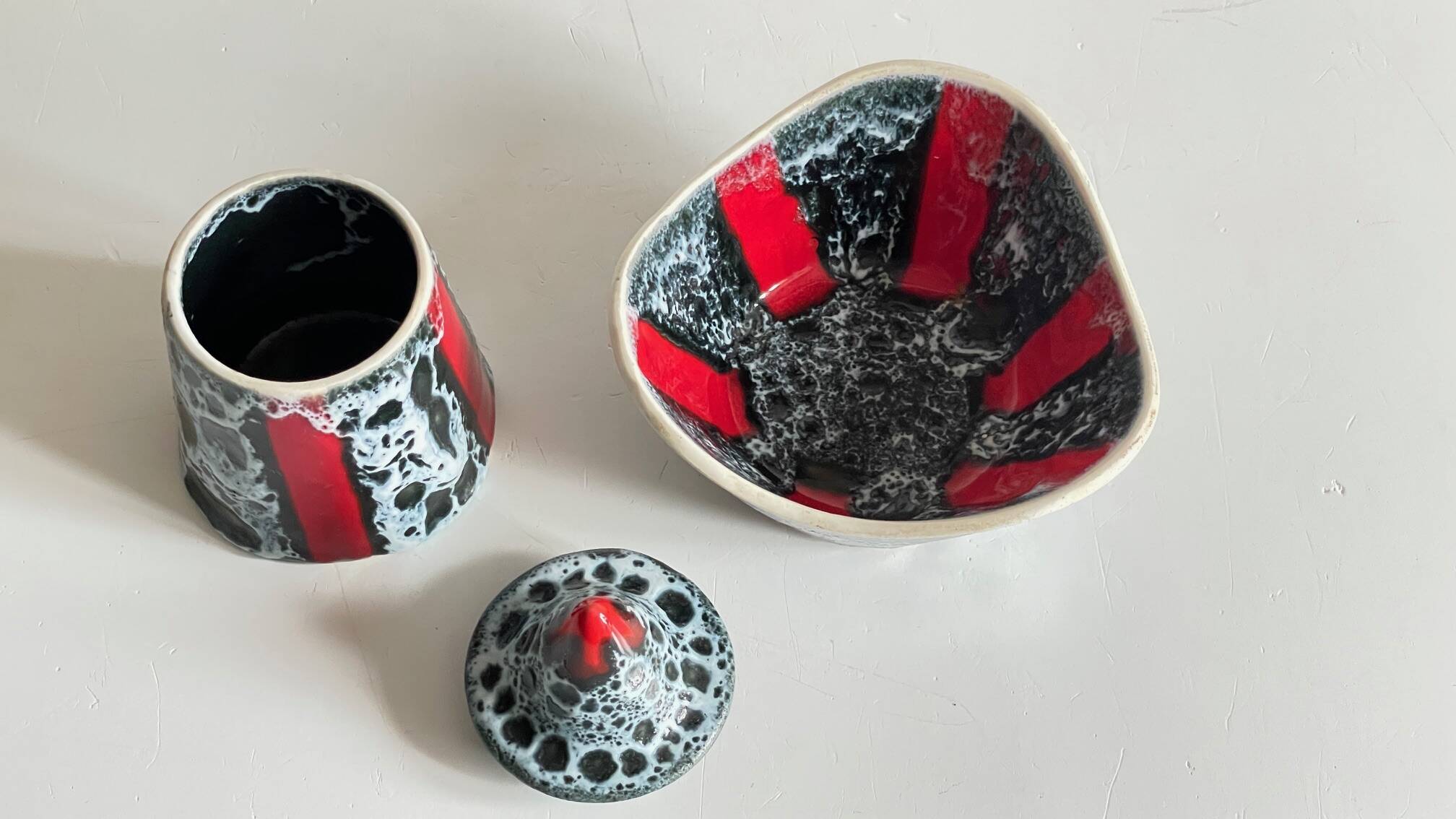 Vintage Vallauris ceramic candy and sugar bowl