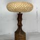 Large brutalist table lamp with rattan shade, Dutch ca 1960s ( 76 cm )