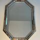 Octagonal Faceted Mirror with Brass Garlands — French Work, Glass