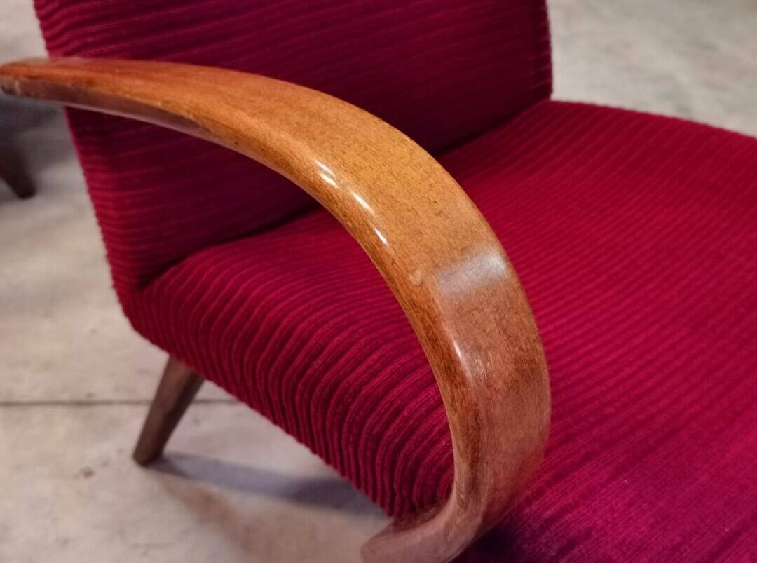 Pair of model 6951 corduroy armchairs by Jaroslav Smidek for Ton 1960