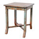 Burmese teak sofa end with original green patina