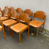Série de 11 chaises brutaliste Allemagne empilable
