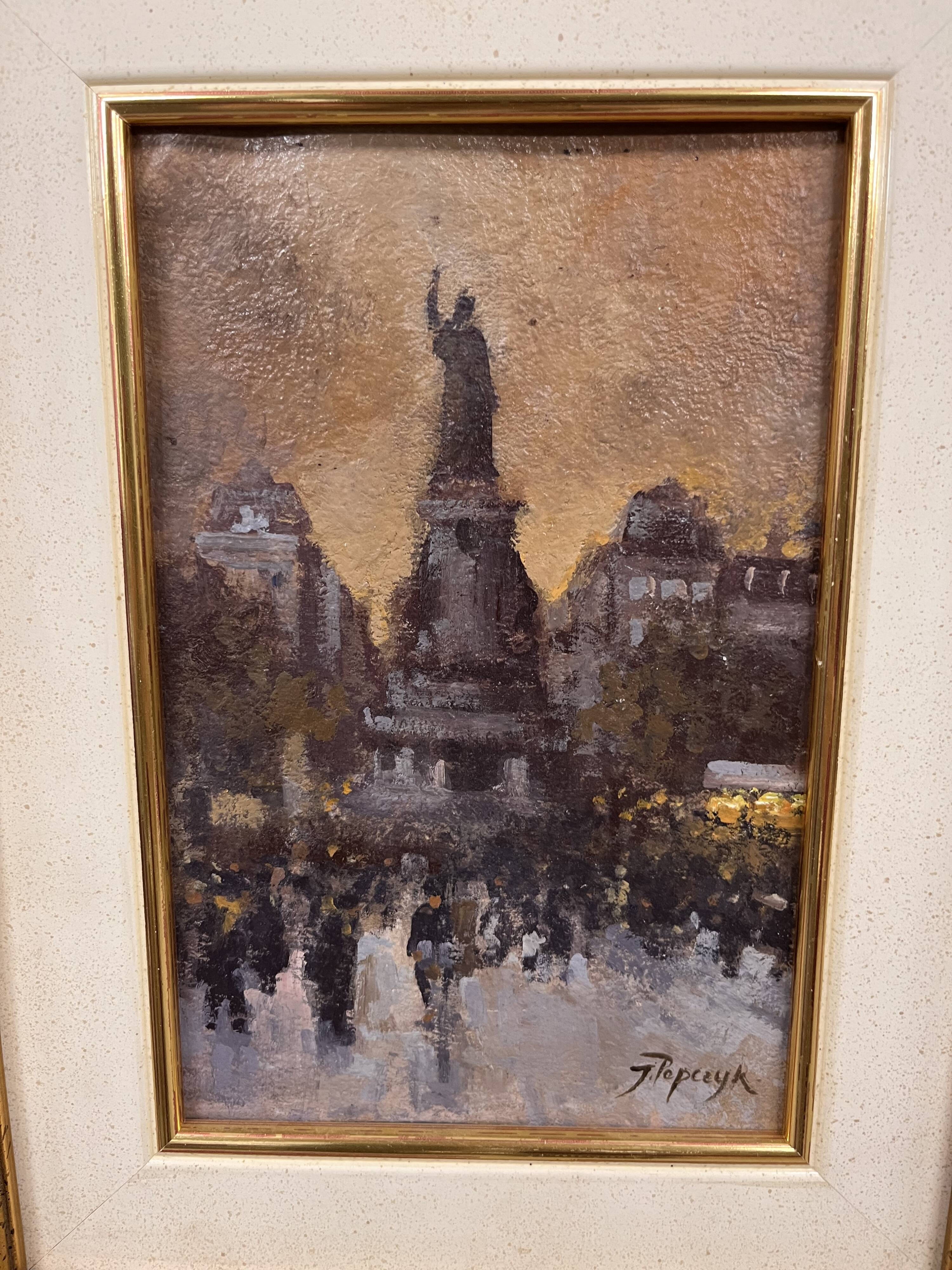 Painting of the Place de la République in Paris by Jozef Popczyk (1890-1971)