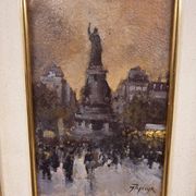 Painting of the Place de la République in Paris by Jozef Popczyk (1890-1971)