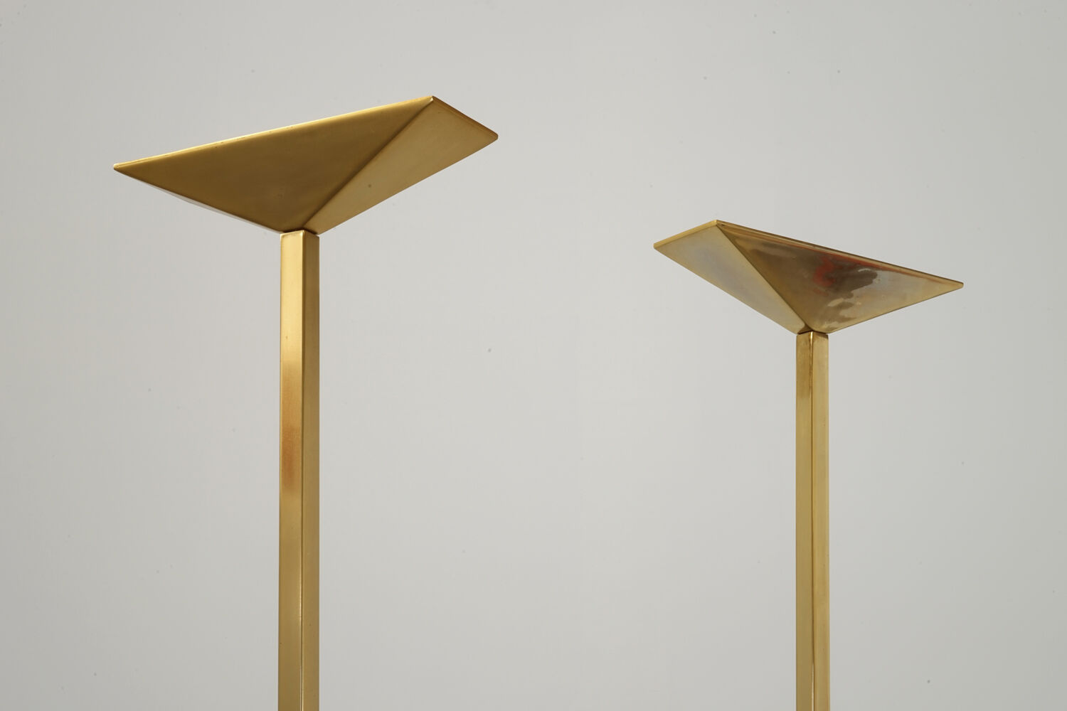 Pair of brass lampposts by Pierre Disderot edited by Glass Lumière 1982