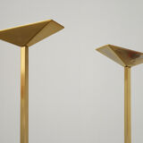 Pair of brass lampposts by Pierre Disderot edited by Glass Lumière 1982