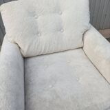 Vintage white fabric armchair