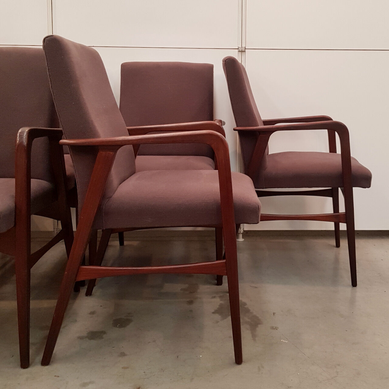 Set of 8 Danish teak armchairs