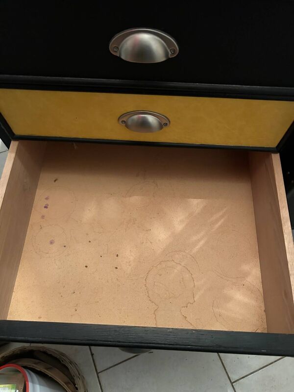 Commode buffet année 60 cuir et bois