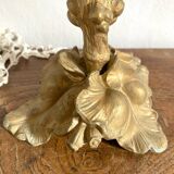 Lampe style Art Nouveau en métal doré et tissu plissé