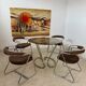 Set of 4 chrome tubular chairs Italian design from the 70s vintage fabric and metal