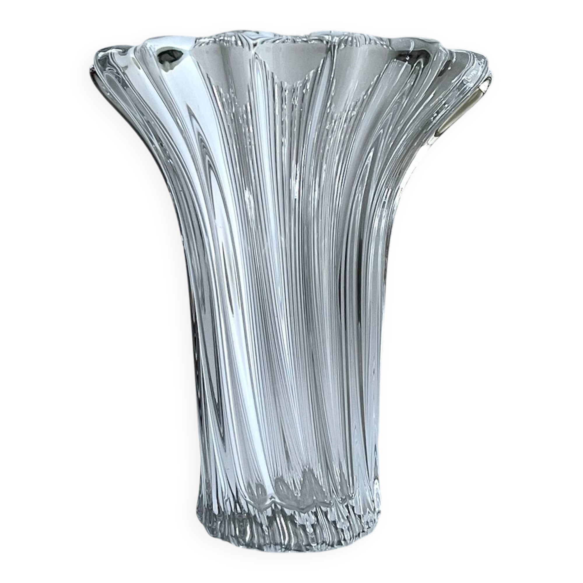 Large crystal vase from Vannes, French crystal factory, 1970
