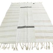 Kilim Turc Écru à Rayures, Style Scandinave, Salon et Chambre, 176x252Cm