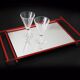 Plateau de service moderne des années 1960 en métal rouge avec cadre en miroir