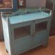 Low turquoise sideboard Indian teak and art deco