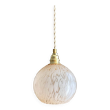 Vintage portable lamp with customizable pink Clichy glass globes