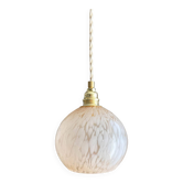 Vintage portable lamp with customizable pink Clichy glass globes