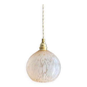 Vintage portable lamp with customizable pink Clichy glass globes
