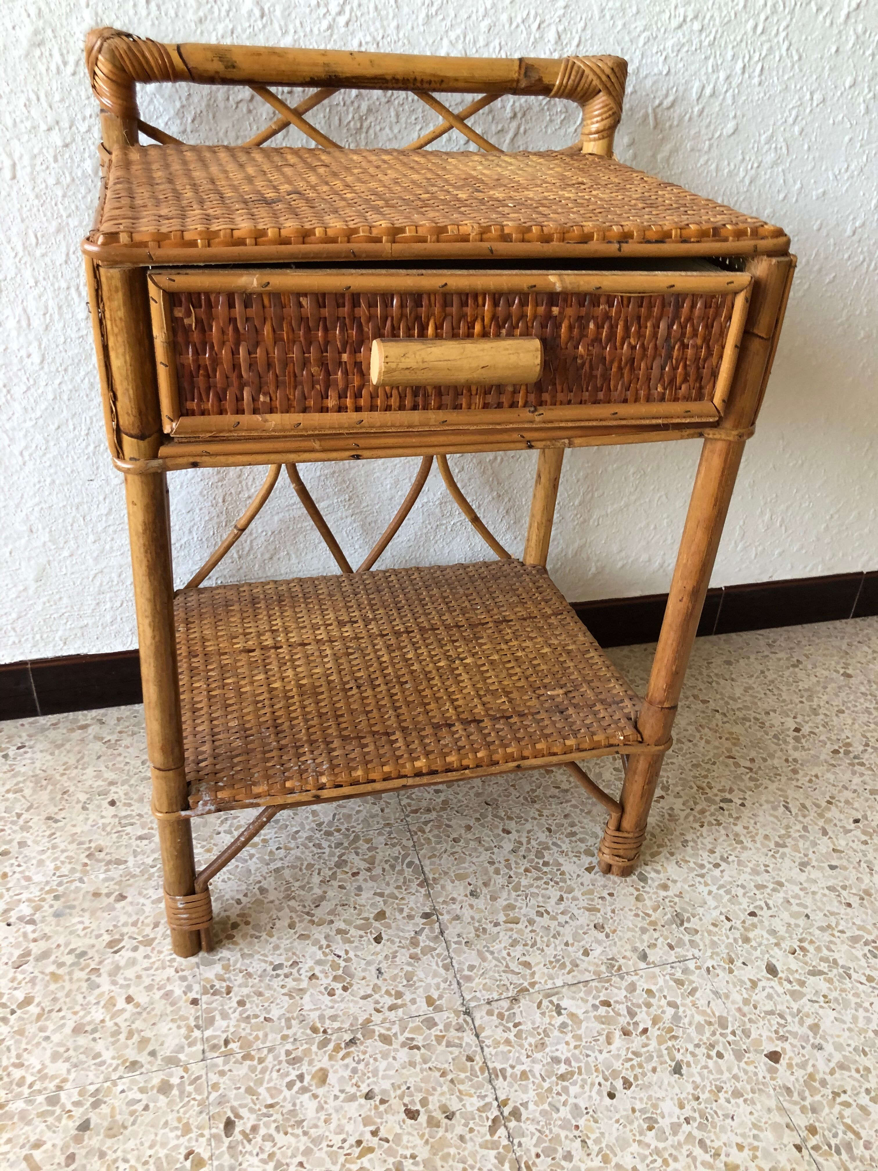Vintage rattan nightstand